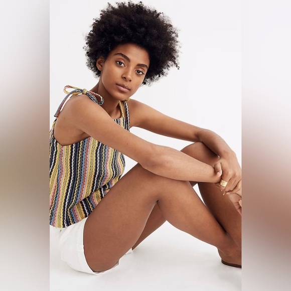 Madewell Texture & Thread Tie-Shoulder Tank Top in Rainbow Crochet Size M - Picture 6 of 7